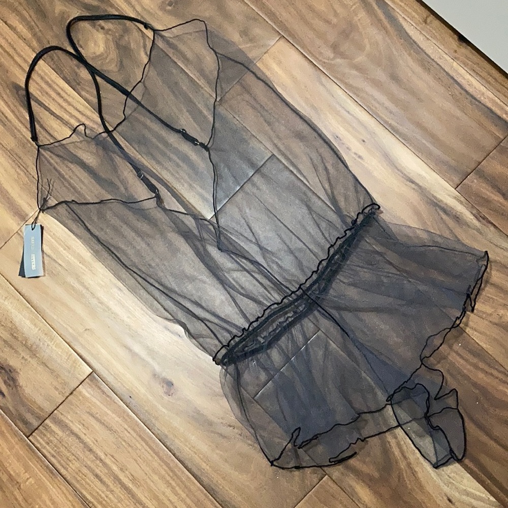 Naked Letters Italian Tulle Mesh Romper Lingerie